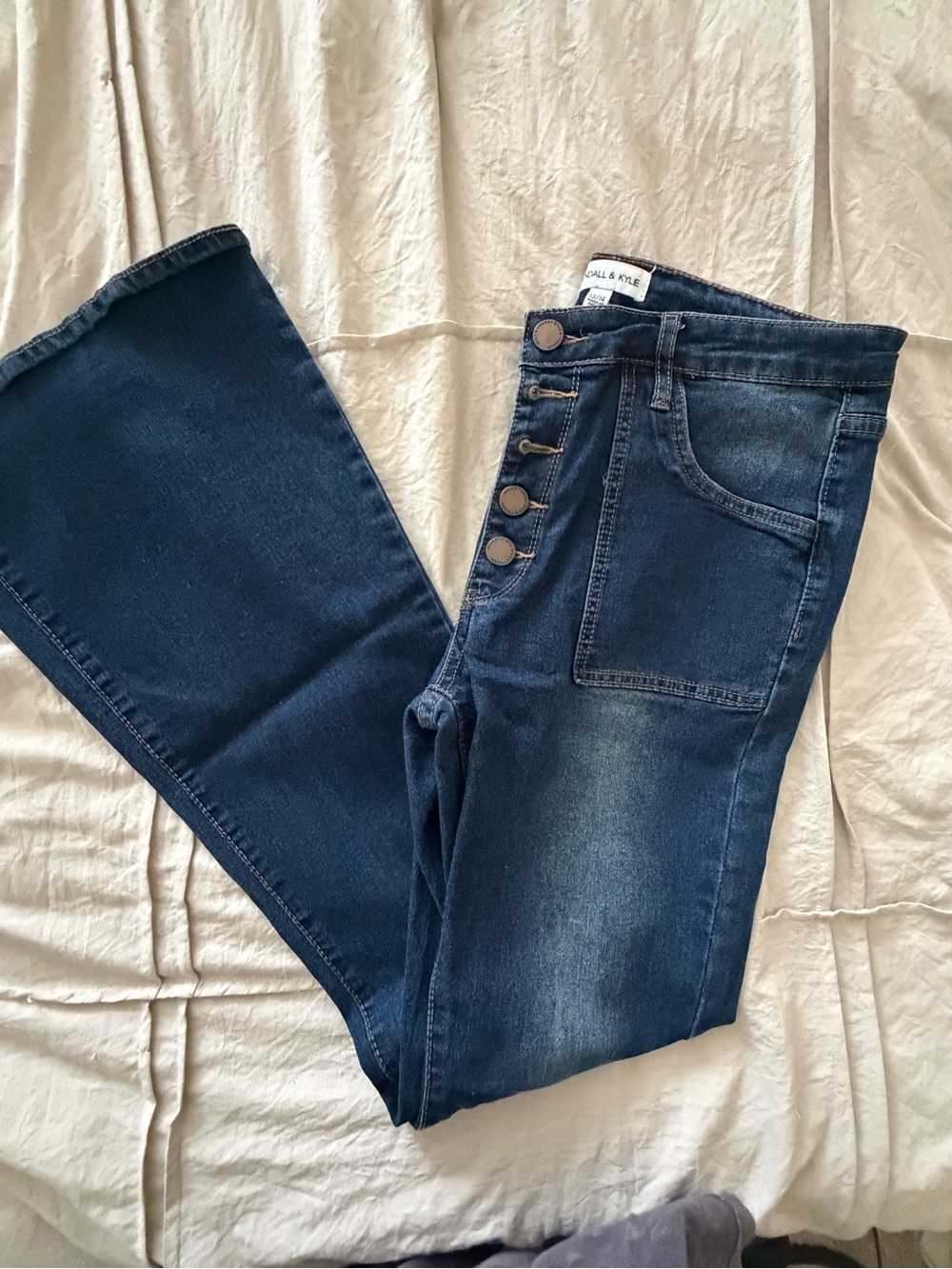 Kendall & Kylie Dark Blue High-Rise Flare Jeans